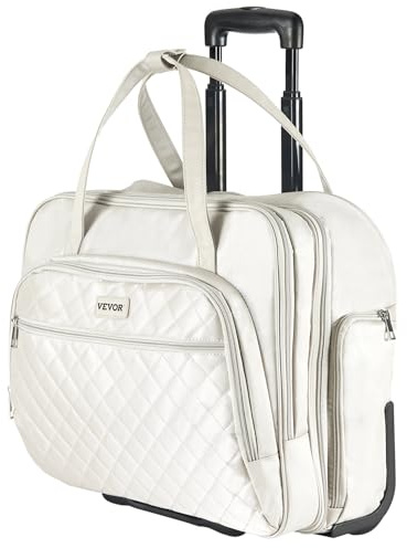 VEVOR Sac à roulettes pour Ordinateur Portable 15,6 Pouces, Mallette à roulettes pour PC, avec 2 Roues Fixes, Poignée Télescopique 4 Hauteurs, pour Travail, Voyages d'affaires, Bureau, Femmes, Hommes