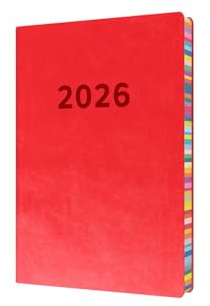 Collins - Edge Rainbow - 2026 12 Month Calendar Year Planner, Day-To-Page with 1/2 Hourly Appointments Diary, A5 Soft Cover - Red (ED151.U15-26)