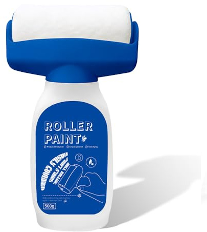 Dhqkqg Wall Repair Rolling Brush, Small Paint Roller with 500g Latex Paint, Wall Repair Paint Rollers, Quick-Drying White Paint for Wall, Portable Wall Repair Roller for Wall Graffiti Scratches Stains