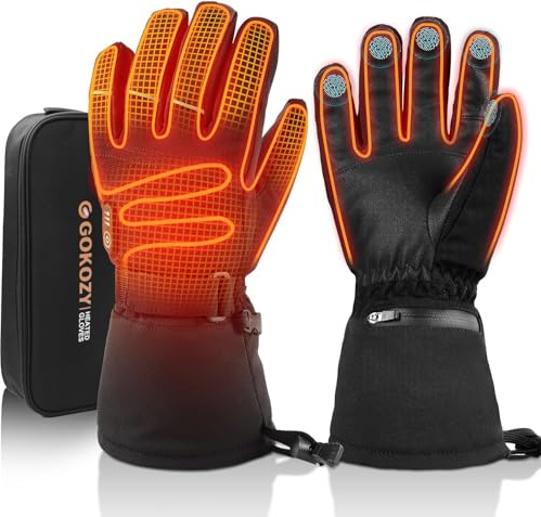 Gokozy Beheizbare Handschuhe für Herren Damen mit 5000 Akku Skihandschuhe 3 Heizstufen, Handwärmer für Wintersport & Wandern, Weihnachts- und Thanksgiving-Geschenk