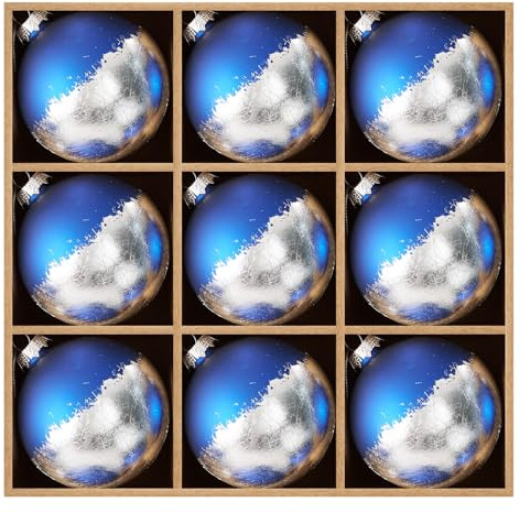 DN DECONATION 9 Weihnachtskugeln 8cm, Blaue Christbaumkugeln Glas mit Matter Oberfläche, Moderner Weihnachtsbaumschmuck für Weihnachtsbaum Deko, Winterhochzeit & Festtagsfeiern