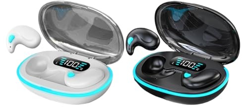 Ocastuted Lot de 2 écouteurs intra-auriculaires sans fil avec étui de charge, conduction osseuse, réduction du bruit, dormeur latéral