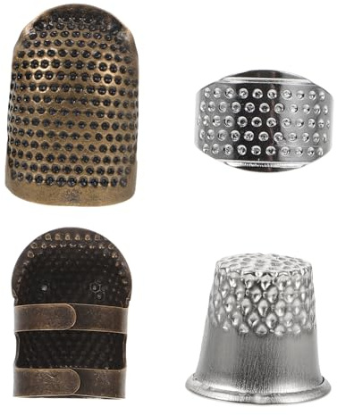 LIFKOME Set da 2 Ditali da Cucito Vintage in Lega di Metallo Copri Ditali e Scudo per Aghi, Protezione Dita Flessibile per Cucire Tela, Pelle e Riparazioni Artigianali