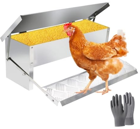 Comedero automático de pollo con pedal para aves de corral, 5 kg, a prueba de ratas y diseño resistente a la lluvia, ideal para pollos, pavos, gansos y patos