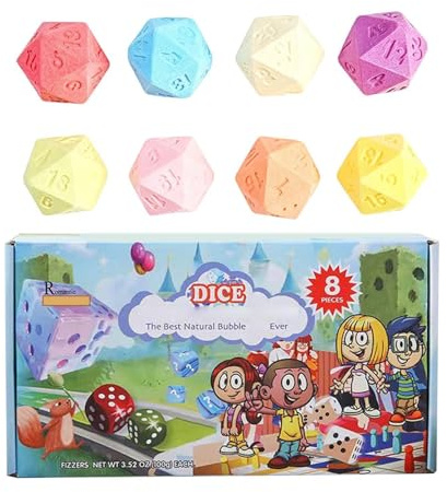 Baño de burbujas para adultos - Con de dado, bola de sal marina para ducha hidratante - 8 piezas de baño de burbujas espumoso perfumado - para mujer, mamá, hombre, abuela, niña, joven, familia