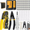 MAYLINEE CAT5 CAT6 Netzwerk Werkzeug Set Crimpzange für RJ11/RJ12/RJ45, Patchkabel Wartung LAN Kabel tester Kit Crimpstecker Reparatur Set, professionelles Crimpen(Schwarz)