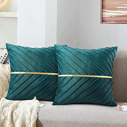 MAIXUN Cuscini Copricuscini Decorativi Verdi Federe Cuscini in Velluto Cuscini Morbidi Cuscini per Divani Auto Soggiorno Camera da Letto Decorazioni per Casa 45x45 cm Set di 2
