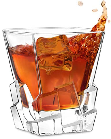 Maverton Whiskey Glass for Man - Tumbler of 250 ml - Modern Design - Elegant barware for her - for Whisky Connoisseur - for Birthday - for Wedding - Transparent Whisky Glass