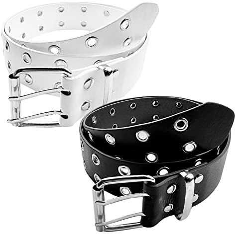 Lovesmile Studded Belt, Gürtel Nieten, 2 Stücke Punk Gürtel, Nietengürtel Damen, Nietengürtel Herren, Einstellbar, mit Massiver Ösenschnalle aus Metall Geeignet für alle Arten von Hosen und Kleidern