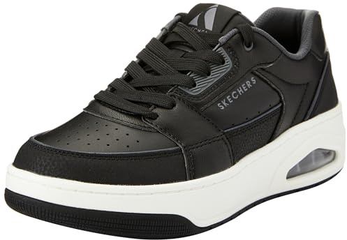 Skechers Uno Court, Sneaker Uomo, Pelle Nera Duraleather con Finiture Carbone, 39 EU
