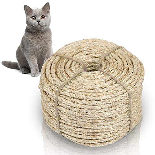 Eulenke Ficelle Jute 8MM x 100M, Corde Jute en Fibre Naturelle, Corde Arbre à Chat Naturelle Convient pour réparation et Remplacement Arbre a Chat/Griffoir Chat, Décoration de Bricolage