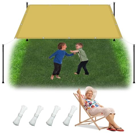 Toldo Vela 1.5 x 2.5 m Impermeable Lona De Sombra Resistente al Agua con Ojales y Cuerdas Rayos UV HDPE Sombra Paño para Plantas Flores, Color Crema