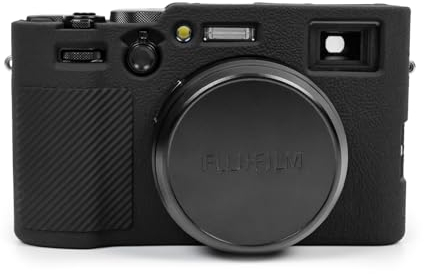 MUZIRI KINOKOO Custodia in silicone per fotocamera Fuji X100 VI, ultra sottile, in gomma morbida, custodia protettiva antigraffio sottile e leggera per fotocamera Fujifilm X100 VI, colore nero