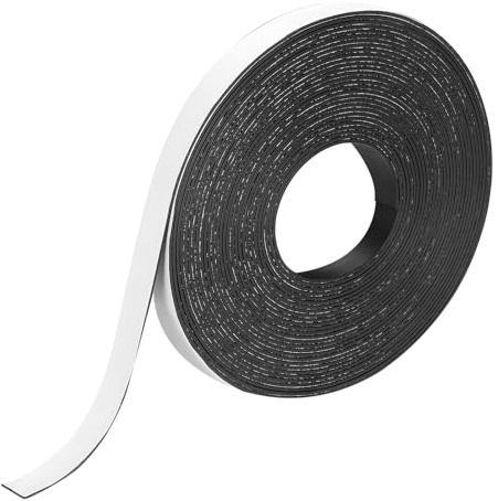 QUARKZMAN Magnetisk tejp 32,8 fot x 3/8 tum bredd x 1/16 tum tjocklek självhäftande magnettejp för kylskåp och gör-det-själv arbete