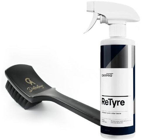 CarPro ReTyre - Car Alloy Wheel Cleaner Spray and Brush - Car Detailing, Tyre Cleaner To Remove Baked On Brake Dust, Stops Rust Spots, pH Neutral, Safe For All Wheel Type
