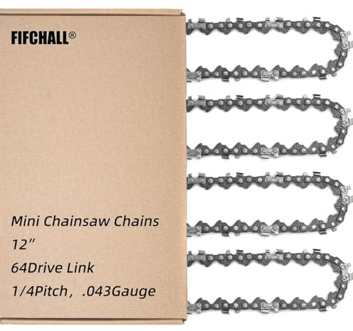 4 Pack 12 Inch Chainsaw Chain 1/4LP Pitch .043 Gauge 64 Drive Links, Replacement Pole Saw Chain 12-inch Chainsaw Chains Fits for Stihl MSA120 C-B MSA140 C-B and More