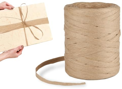 AOYEGIC Bastband,Raffia garn zum häkeln,Packschnur,Naturbast Papierband,Papierschnur,Bast Band,Geschenkband,für handwerksprojekte,DIY,Weben und Gärtnern(200m)