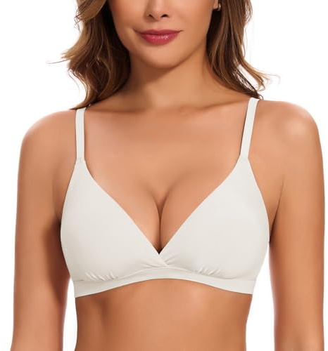 WOWENY Bralette Bra for Women- Non Wired Deep-V Plunge Triangle Seamless Ladies Sleep Bra Comfort Soft Everyday Bras