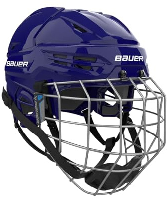 Bauer Re-Akt 55 Hockey Helmet Combo with Facemask, Senior (Navy Blue, Small)