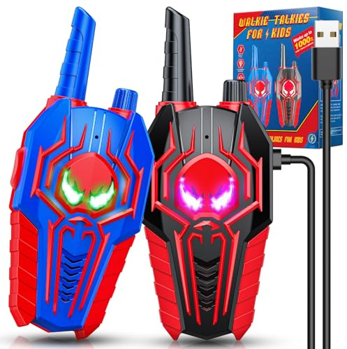 Rechargeable Walkie Talkies for Kids : Toys Gifts for 3 4 5 6 7 8 9 Year Old Boys Girls Ages 5-7 Kids Walkie Talkies 2 Pack Outdoor 2 Way Radio Toy for 3-12 Year Old Boy Birthday Gift Age 3-6