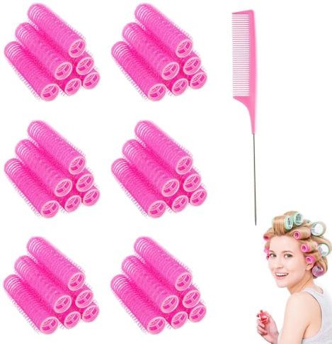 DHWEKU Lot de 37 bigoudis autocollants Pour salon, coiffure, rat et queue Avec peigne à queue pointe acier