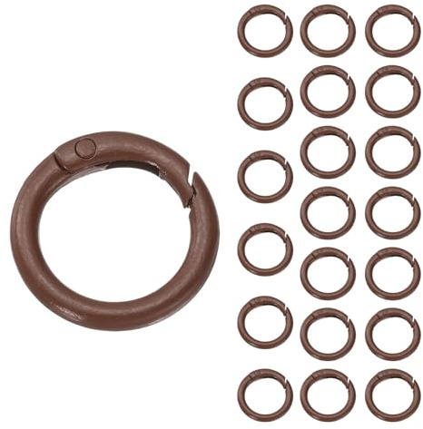 QUARKZMAN 24Pz Anelli a Molla a Grilletto, 0.6 Clip a Scatto Rotonda Piccola Anelli Metallici Multifunzionali Saldati per Campeggio Cintura per Cani Artigianato Fai da Te, Marrone Scuro