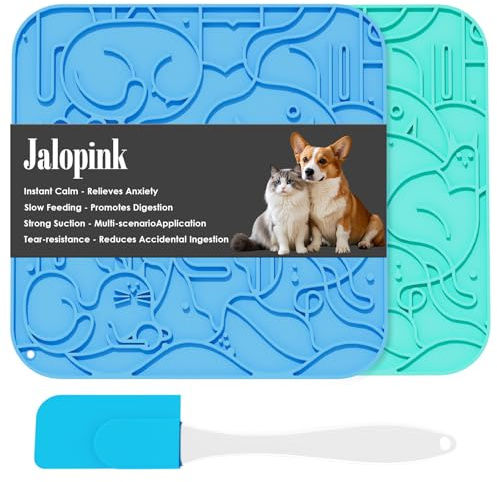 Jalopink Lick Mat for Dogs & Cats,Dog Lick Mat with Suction Cups for Anxiety Relief, Slow Feeder Dog Licking mat, Puppy Lick mat for Bath Time, Grooming & Training 2 Pack