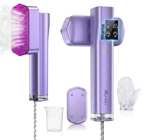 Sundu Dampfglätter, Steamer für Kleidung, 2-in-1 Reisebügeleisen Steam iron, 15s schnelles Aufheizen Mobiles Handbügeleisen, Travel Iron mit LED Display, 4 Bügelmodi, Lila