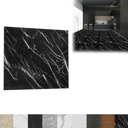 LZQ Revêtement de sol en PVC autocollant en vinyle 30×30cm, dalles en vinyle autocollantes, revêtement de sol autocollant, résistant à l'usure et à l'eau pour salon cuisine (Modèle I, 27 pièces