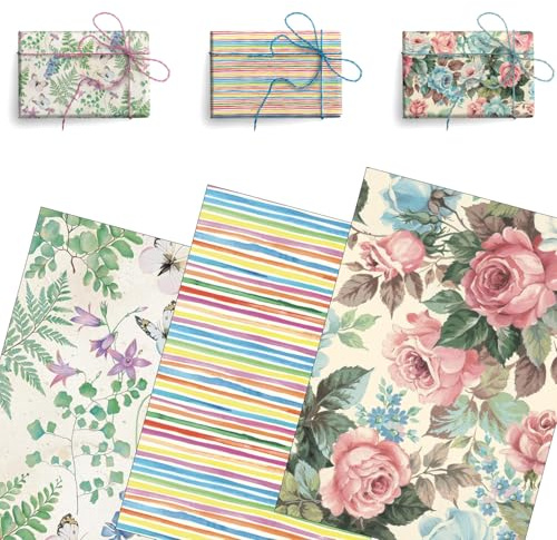 Magicamente Carta - Carta per Decoupage, Blister da 3 Fogli 68x99 cm, Carta Decorativa per Scrapbooking, Stampa Eco-Sostenibile, per tutti gli usi Creativi