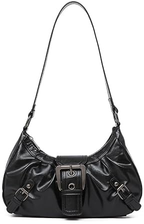 TJHDSF Y2k Bag, Bolso de Mano Y2k Estilo Juvenil, Bolso de Mano Retro, Bolsos de Pequeño, Bolsa Bandolera de Los Años 2000, Bag Bandolera de Moda,para Uso Diario, Fiestas (Cuero PU Negro)