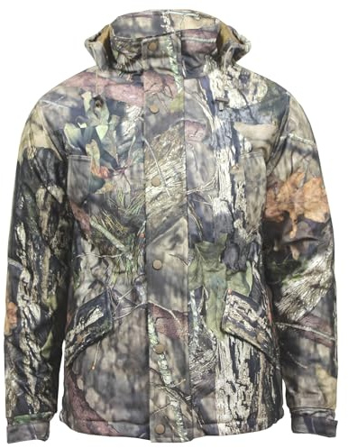 Hanger Lane Men’s Multi Pocket Camouflage Water-resistant Soft-Shell Jacket with Hoodie for Hunting Shooting Hiking Fishing Workwear and any Outdoor Activity.