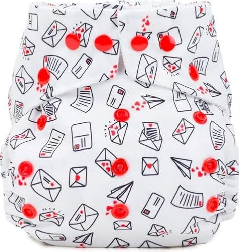 Reusable Washable Nappies Newborn and One Size Pocket Cloth Diaper 5-35lbs Each Nappy with 2 Bamboo Inserts Boosters, Adjustable Popper Closure Hook Loop, Premature (Love Letters, One Size 10-35lbs)
