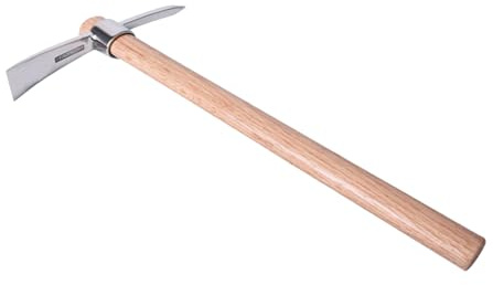 Piccone a doppia testa in acciaio inossidabile con manico in legno, piccone multifunzionale per allentare lo scavo del terreno, attrezzi da giardinaggio all'aperto (mattock a mano)