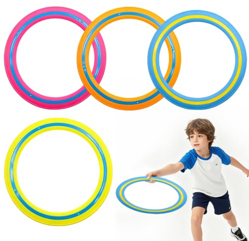 RNPKZ 4 stycken flygande ring kastring, 25 cm kastring leksak för träning av hundar, frisbee ring som familjeaktivitet utomhus, för spel trädgård strand, magenta mörkblå ljusblå