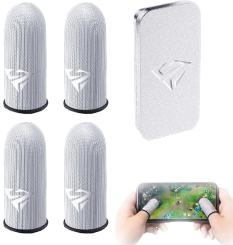 DWNSKR 4 Pièces Gaming Finger Sleeves 0.25mm Ultra Mince Fibre d Argent Gants de Doigt Protege Doigt pour Gaming Respirant et Anti-Transpiration pour Écran Tactile Protège-Doigts Haute Sensibilité