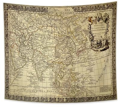 YONGFOTO Arazzo Mappa Mondiale Vintage Antica Navigazione Mar Occidentale Atlante Storico Arazzo da Parete Dormitorio Divano Coperta, 150x130cm