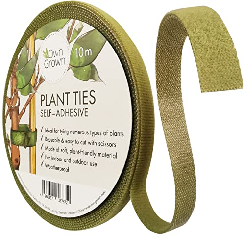 OwnGrown Fascette per Piante in Nastro Biadesivo Sintetico: 10m di Biadesivo Forte Verde Resistente alle intemperie per Piante – tutore Piante, Feltro Adesivo per rampicanti o Piante da Interno