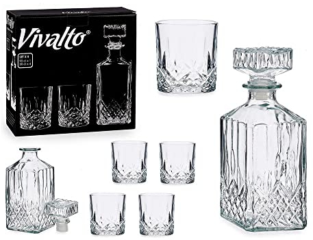 Set de Vasos Botella Licor Transparente Vidrio (5 pcs)