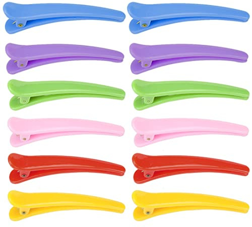 12 Pezzi Clip a Becco D'anatra Fermagli per Capelli Trucco Pinze per Capelli Colorato Mollette per Capelli in Plastica Pinze Artiglio Barrette Capelli Coccodrillo Forcina per Donna e Ragazze No.18