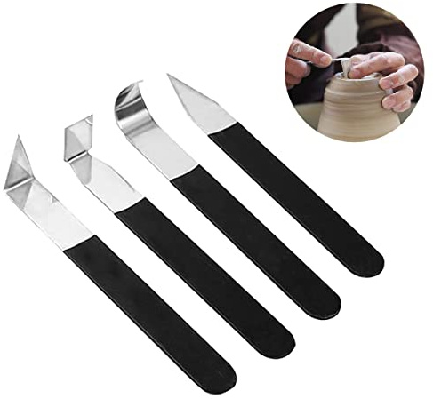 4PCS Pottery Clay Sculpture Carving Tools Set, Trimming Tool Hand-Made Clay Art Craft Modelling Carving for Clay Pottery, Sculpture
