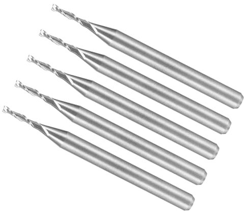 CoCud Spiral Schaftfräser, 1/8 Schaft 1,2 mm x 6 mm Vollhartmetall 2-Schneiden CNC-Fräser Fräswerkzeuge - (Anwendungen: für Sperrholz, Hartholz, Kunststoff), 5 Stück