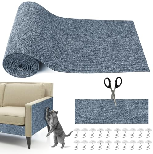 300cm x 40cm Tappetino Tiragraffi Gatti, Tappetino Antigraffio Gatti Autoadesivo, DIY Tagliabile Protezione Divano Graffi Gatto con 20 Viti per Protegge Mobilia Divani e Tappeti