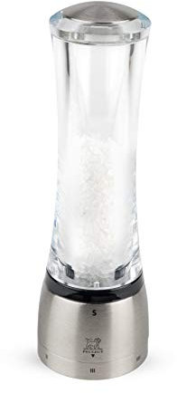 PEUGEOT - Daman u'Select 21 cm Salt Mill - 6 Predefined Grind Settings - Powdered Salt Innovation, Zirlion Mechanism - Stainless Steel and Acrylic - Made in France