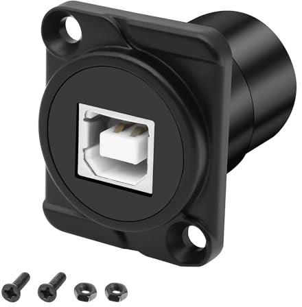 MEIRIYFA Connettore da USB B a pannello A, connettore di montaggio a D, tipo da USB 2.0 tipo B a presa USB-A, convertitore adattatore per PC portatile stampante scanner (nero)
