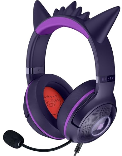 Razer Kraken Kitty V2 - Édition Gengar Pokémon - Casque USB - Pointes Gengar - Éclairage réactif au Stream - Microphone cardioïde HyperClear - Haut-parleurs Triforce 40mm - Son Surround | Violet