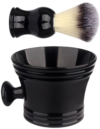 Kit blaireau à raser - Savon à raser - Bol à mousse à raser - Bol à raser - Avec brosse à raser - Créer une crème à raser riche pour hommes - Kit de rasage humide pour homme