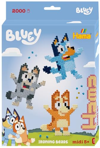 Hama Bluey Fuse Beads Craft Kit – 2000 Iron-On Beads with Pegboard, Design Sheet & Instructions – Arts & Crafts Toy for Kids Ages 5+