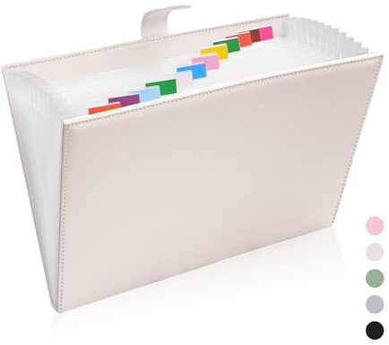 ihaspoko Cartella Portadocumenti A4 in PU, Porta Documenti con 12 Scomparti ed Etichette, Raccoglitore Documenti con Chiusura Magnetica, Elegante per Ufficio, Scuola e Casa