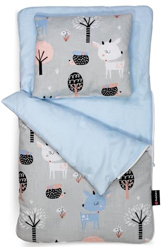 PinkZebra Saco de dormir para muñecas de doble cara, juego de 2 piezas para cama de muñecas pequeñas, ropa de cama de muñecas de algodón para muñecas, ropa de cama de muñecas con cojín para cama de
